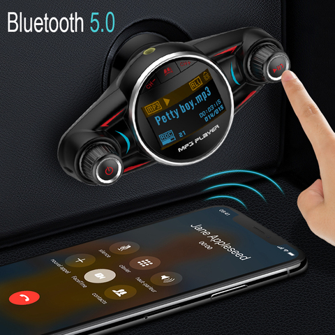 JINSERTA-transmisor FM 2022 para coche, reproductor MP3 inalámbrico con Bluetooth 5,0, receptor de Audio AUX, TF, USB, reproductor de música, Cargador USB ► Foto 1/6