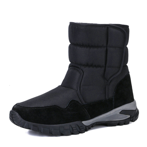 Hombres botas nueva moda 2022 gancho y bucle zapatos de invierno espesar la piel antideslizantes impermeables botas para la nieve de los hombres botas de invierno de gran tamaño 40 - 46 ► Foto 1/6