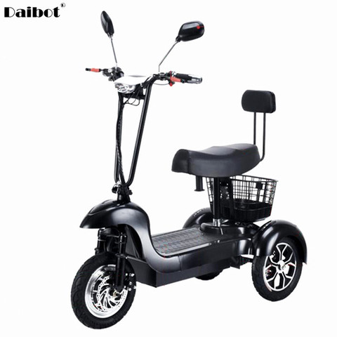 Daibot Scooter eléctrico con asiento adultos 3 ruedas, Scooters eléctricas Blanco/Negro 500W 48V triciclo eléctrico bicicleta de doble suspensión ► Foto 1/6