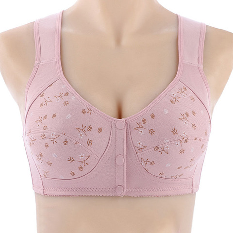 Sujetador de cierre frontal para mujer, Bralette elástico para hombro con tirantes anchos, ropa interior de ocio para mamá, chaleco de talla grande ► Foto 1/6