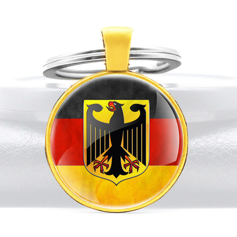 Llavero con diseño de emblema de la bandera nacional de Alemania para hombre y mujer, colgante de Metal, cabujón de cristal, regalos de joyería y anillos ► Foto 1/6