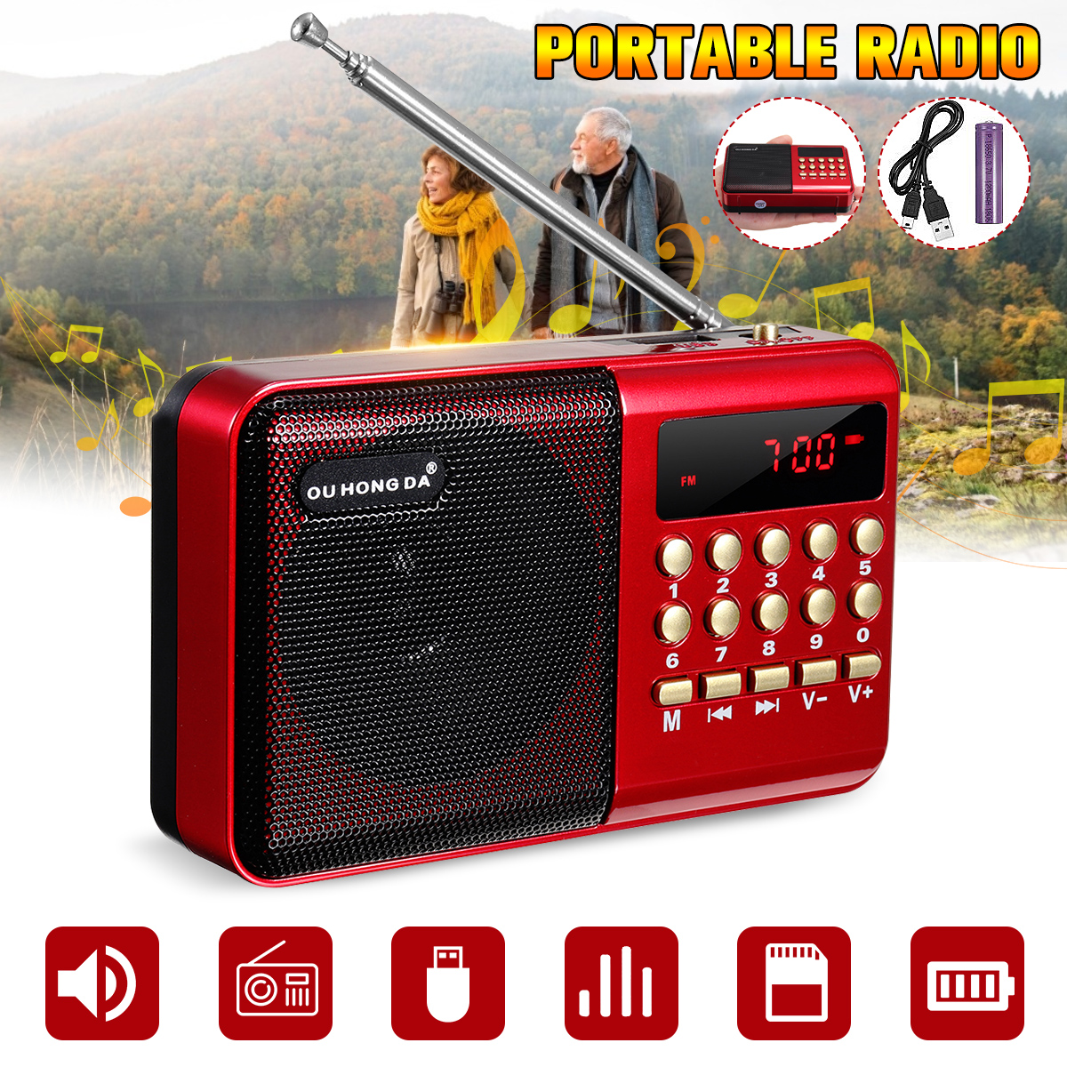 5V DC 3W Mini portátil de bolsillo de LCD Digital altavoz de Radio FM USB TF AUX MP3 jugador ► Foto 1/6