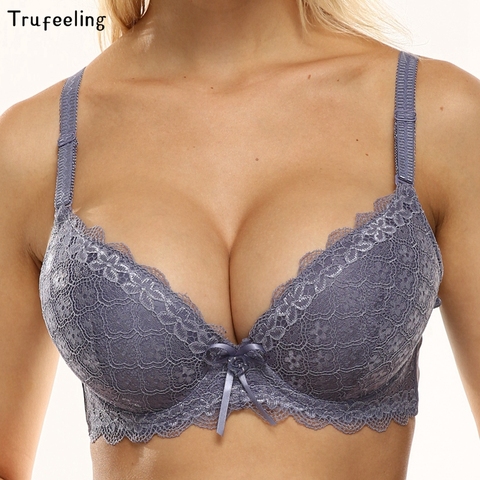 Sujetador de lencería Trufeeling Sexy para mujer, Sujetador de encaje con Push Up Floral, Sujetador con relleno, ropa interior con aros, ropa interior de talla grande 85B-100C ► Foto 1/6