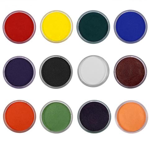 12 colores de pintura de cuerpo profesional de cosméticos a base de agua mate cuerpo pintura pigmento etapa Cara Color maquillaje fiesta de Halloween de la herramienta ► Foto 1/6