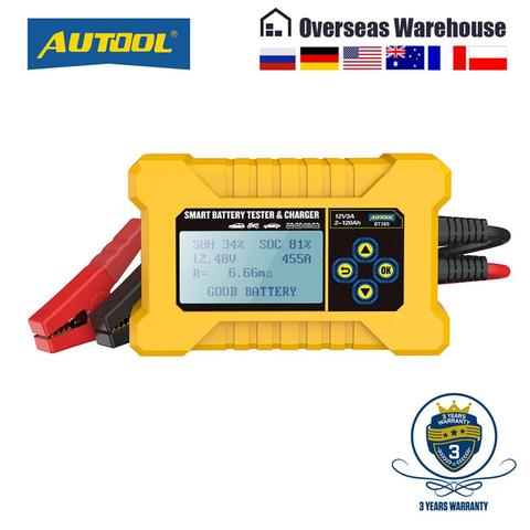 AUTOOL-probador de batería de coche BT380, 12V, herramienta de carga de batería de coche, Analizador de batería automotriz, Banco de energía de vehículo, CCA2400 ► Foto 1/6