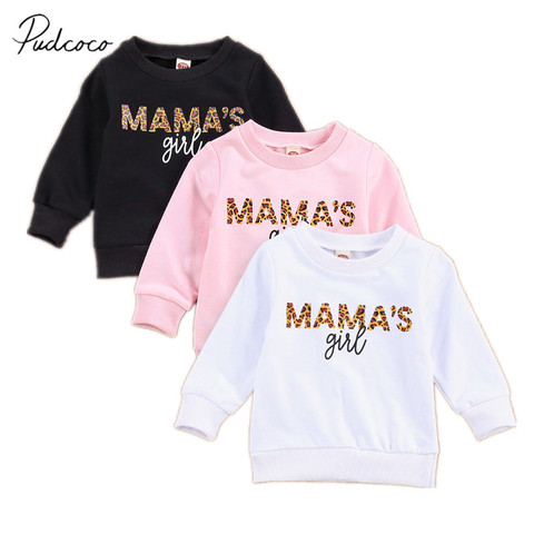 Sudadera con capucha para niña recién nacida, Tops de manga larga, camisas de otoño y primavera, Tops con letra mamá de leopardo, trajes de 0 a 3 años ► Foto 1/6