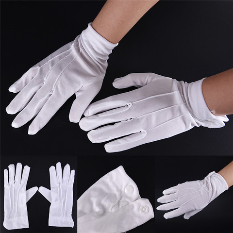 1 par de algodón blanco de inspección guantes de trabajo para la moneda joyas de plata inspección 23*8cm ► Foto 1/6