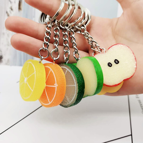 Llavero con colgante de limón y manzana para coche, accesorios de resina, regalo, simulación de fruta, Keycahin, joyería colgante pequeña, K2437 ► Foto 1/6