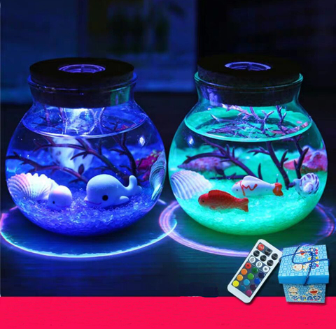 Luz LED de noche creativa para niños, lámpara de peces para acuario, mesita de noche, dormitorio, novia, regalo de vacaciones, 13 colores RGB ► Foto 1/6