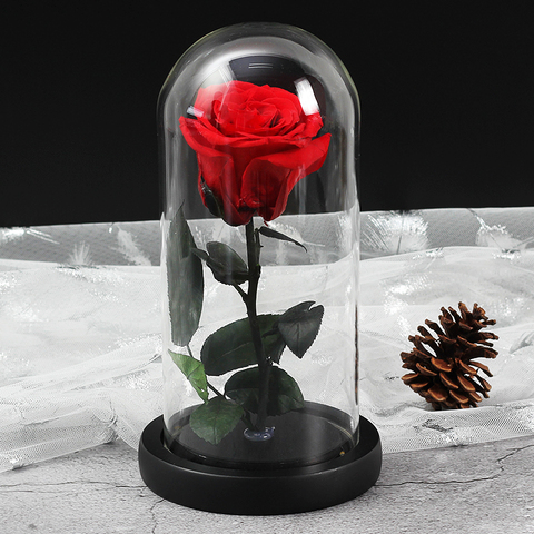 Rosa en cúpula de cristal La Bella y La Bestia, Rosa eterna, decoración Floral, regalo de cumpleaños, Navidad, boda ► Foto 1/6