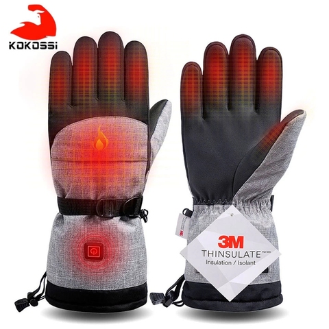 KoKossi-guantes de esquí para hombre y mujer, resistentes al viento y al agua, con calefacción eléctrica, para Snowboard ► Foto 1/6