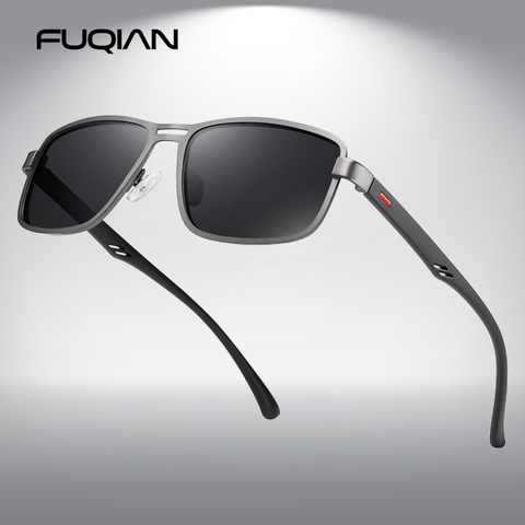 FUQIAN de gafas de sol polarizadas hombres 2022 rectángulo gafas de sol con montura de Metal de Moda hombre gafas para conducir UV400 ► Foto 1/6