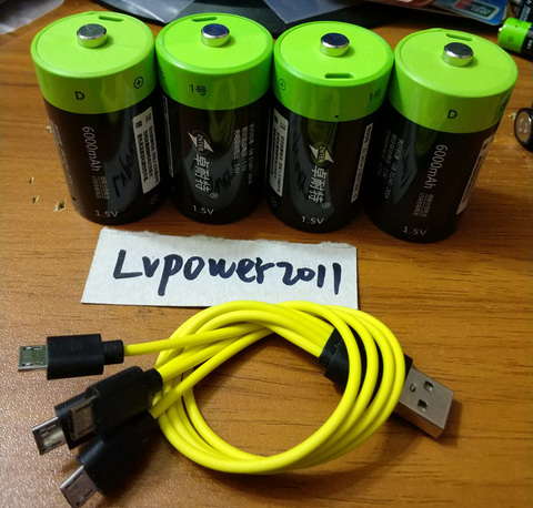 ZNTER-Batería de polímero de litio Lipo, tamaño D, 6000MAH, 9000mwh, 1,5 V, D, recargable, usb, cable para horno a gas ► Foto 1/2