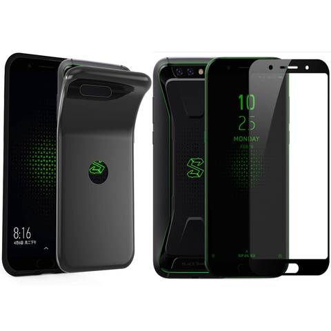 Funda protectora completa para Xiaomi Black Shark 2, funda de tiburón negra con cristal templado completo ► Foto 1/4