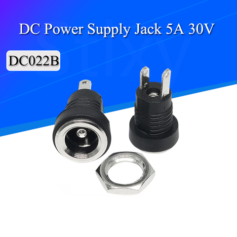 5/10 Uds 5A 30V para fuente de alimentación de CC Jack hembra conector de montura de Panel 5,5mm adaptador de enchufe de 2,1mm 2 tipos de terminales 5.5x2 1 ► Foto 1/3