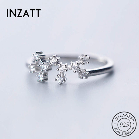 INZATT-Anillo de plata de primera ley y circón diseño geométrico para mujer, sortija, plata esterlina 925%, 12 Constelaciones, Circonia cúbica, zirconia, circonita, zirconita, clásico bonito, fiesta ► Foto 1/6