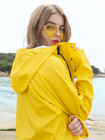 Chubasquero amarillo para hombre y mujer, Poncho impermeable para lluvia, color rosa, para senderismo ► Foto 1/1