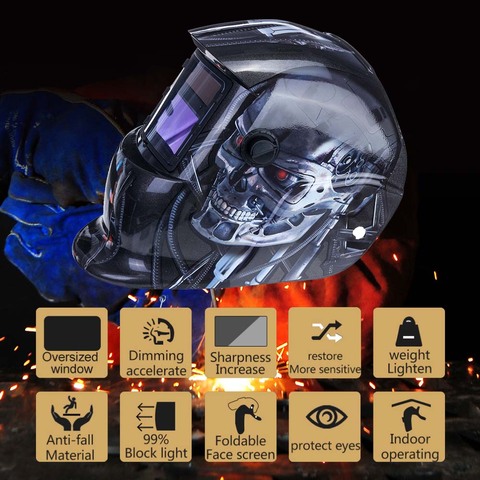Casco de soldadura automático máscara casco soldadura eléctrica Auto oscurecimiento soldadura TIG MIG máscara de lente de soldadura ► Foto 1/6