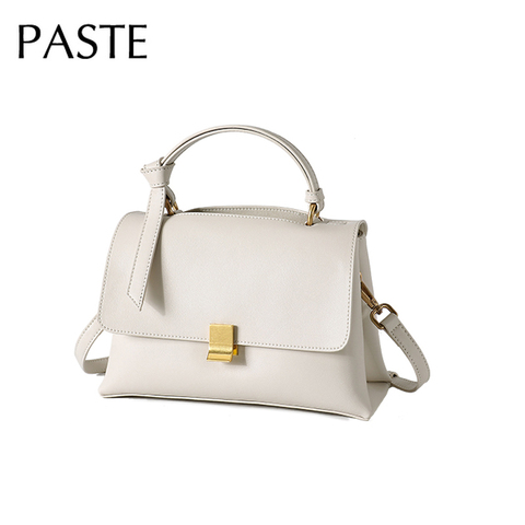 Bolso de cuero con candado y lazo para mujer, bandolera de piel de vaca Simple y elegante a la moda ► Foto 1/6