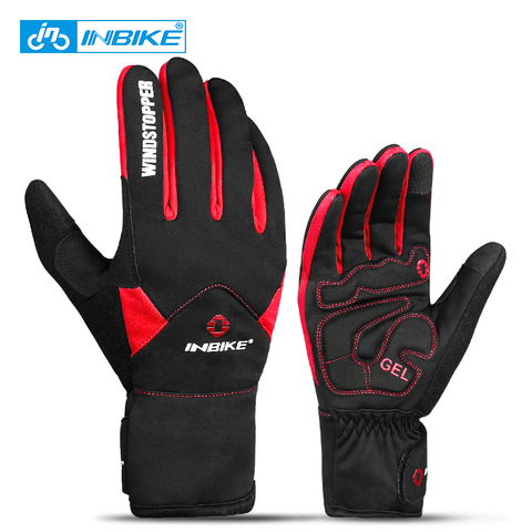 Guantes de invierno para bicicleta con pantalla táctil INBIKE, guantes de Ciclismo de dedo completo térmicos y resistentes al viento, guantes de bicicleta impermeables para hombres y mujeres ► Foto 1/6