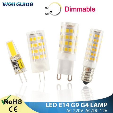 Lámpara LED G4 G9, bombilla Led E14, 7W, 9W, 10W, 12W, 220V, CA de 12V, COB SMD 2835, LED sin parpadeo, lámpara halógena de cerámica regulable, reemplazo ► Foto 1/6