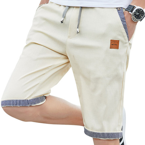 2022 nuevos pantalones cortos de verano para hombre, pantalones cortos de playa de algodón, pantalones cortos casuales con cintura elástica, envío directo ABZ319 ► Foto 1/6
