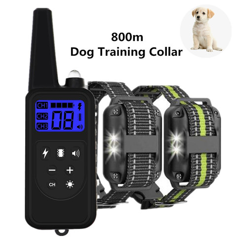 Collar de entrenamiento para perro electrónico recargable, 800m, resistente al agua, dejar de ladrar, pantalla LCD, Control remoto para golpes, vibración, sonido ► Foto 1/1