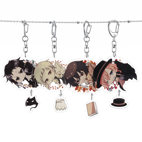 Anime a los perros callejeros llavero osamu dazai Akutagawa Ryunosuke Nakahara Chuya Nakajima Atsushi acrílico colgante de llavero regalo de la joyería ► Foto 1/6