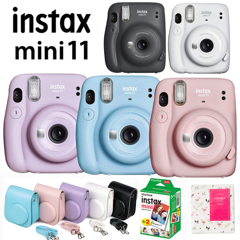 Fujifilm Instax Mini 11 Instant Cámara rosa/azul/gris/Blanco/púrpura + 20 Instax Mini película blanca + funda + 64 álbum de bolsillo ► Foto 1/6