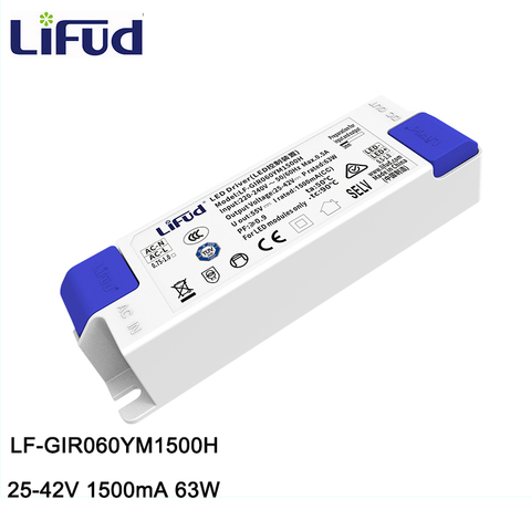 Lifud-fuente de alimentación del controlador LED, transformador de AC220-240V de 63W, 1500mA, CC de 25-42V, Panel del conductor de iluminación comercial, LF-GIR060YM1500H ► Foto 1/4