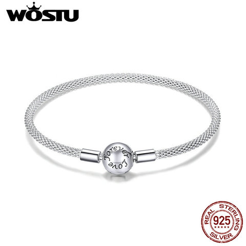 Pulsera wostuu de alta calidad Plata de Ley 925 auténtica amor para siempre para mujer en forma de marca Original DIY cuentas encanto joyería CQB105 ► Foto 1/6