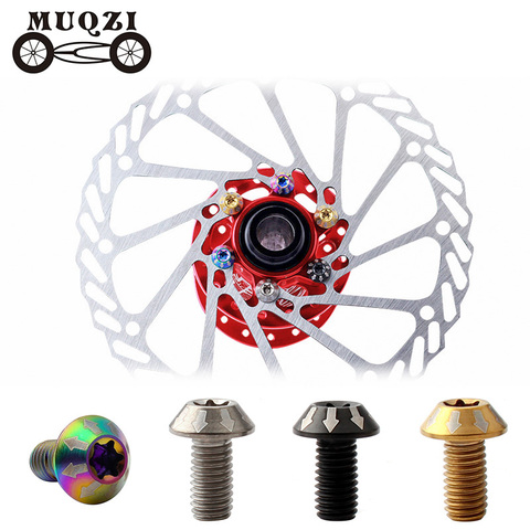 MUQZI 6 uds bicicleta T25 Rotor con frenos de disco tornillos M5 de disco de freno de pernos Super Luz de aleación de titanio de fijación tornillo MTB bicicleta de carretera ► Foto 1/6