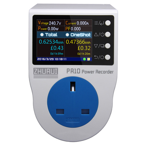 PR10-F UK 13A medidor de potencia socekt/kwh meter/0,1 3250 W/watt meter/power recorder/registro automático datos históricos ► Foto 1/6