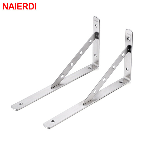 NAIERDI-2 uds. De soporte para estante montado en la pared soportes triangulares de acero inoxidable, soporte para mueble de mesa y Banco ► Foto 1/6