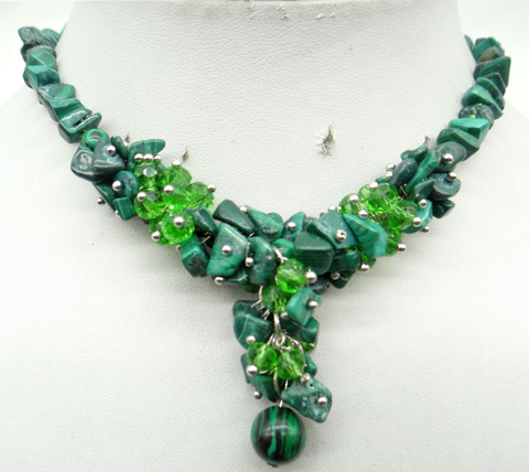 Collares con cuentas de piedras naturales irregulares para mujer, ametistas, ónix, cuarzo, lapislázuli, fluorita, grava, Gargantilla Bohemia, joyería Power ► Foto 1/6