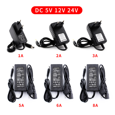 De suministro de adaptador de corriente DC 5 V 12 V 24 V 1A 2A 3A 5A 6A 8A adaptador de fuente de alimentación DC 5 12 V 24 V de potencia de voltios fuente de alimentación 5 V 3A 5A 2A lámpara Led ► Foto 1/6