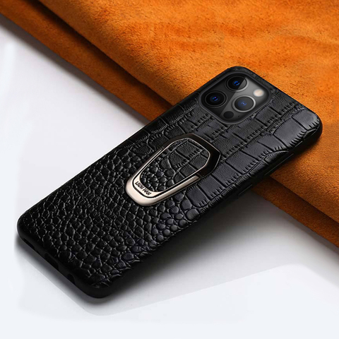 Funda de teléfono de cuero genuino para iPhone 11Pro 11 Pro Max X XS max XR 6 6s 7 8 plus 5 5S SE 2 2022 funda de lujo con soporte magnético ► Foto 1/6