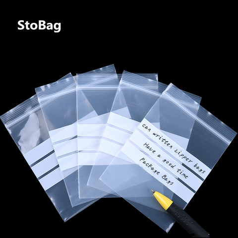 StoBag-bolsas de plástico transparentes con cierre hermético, 12 cables, etiquetas para escribir, suministros de aperitivos y alimentos, tornillos, bolsas transparentes de polietileno al vacío ► Foto 1/4