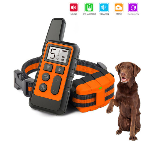 Collar de entrenamiento impermeable para perros, Control remoto para mascotas, recargable, con sonido de choque, vibración, Control remoto, 500m, nuevo, 40% ► Foto 1/6