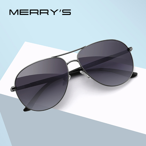 MERRYS diseño hombres clásico piloto gafas de sol de marco de gafas de sol polarizadas para conducir TR90 piernas UV400 protección S8037 ► Foto 1/6