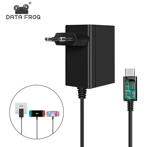 DATA FROG-cargador/adaptador de CA de enchufe de la UE/EE. UU. Para consola de juegos de Nintendo Switch NS, cargador de pared para el hogar, fuente de alimentación USB tipo C ► Foto 1/6