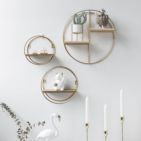 Estante de Metal nórdico para decoración de pared, organizador de almacenamiento de estilo escandinavo para decoración para sala de estar ► Foto 1/6