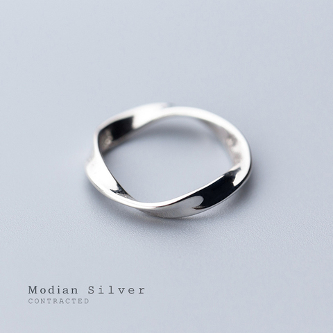 Modian-Anillo de Plata de Ley 925 con ondas giratorias, joyería fina minimalista, diseño geométrico Simple, 2022 ► Foto 1/5