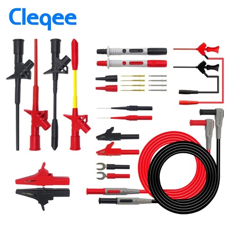 Cleqee P1300 serie multímetro Cable de prueba de 4mm Cable con conector Banana Clip de gancho de prueba sonda Clip de cocodrilo automóvil kit de herramienta ► Foto 1/6