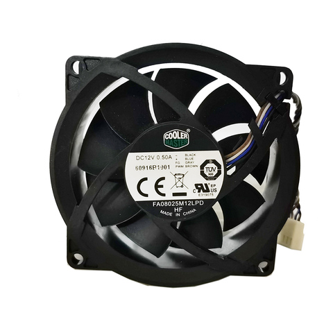 CoolerMaster-ventilador de refrigeración FA08025M12LPD, 12V, 0.50A, 2003-001, 80x80x25mm, 4 pines, ventilador para procesador, disipador térmico ► Foto 1/4