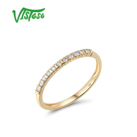 VISTOSO-anillo de oro amarillo 585 de 14K para mujer, sortija de compromiso con diamante brillante, joyería fina de aniversario ► Foto 1/1