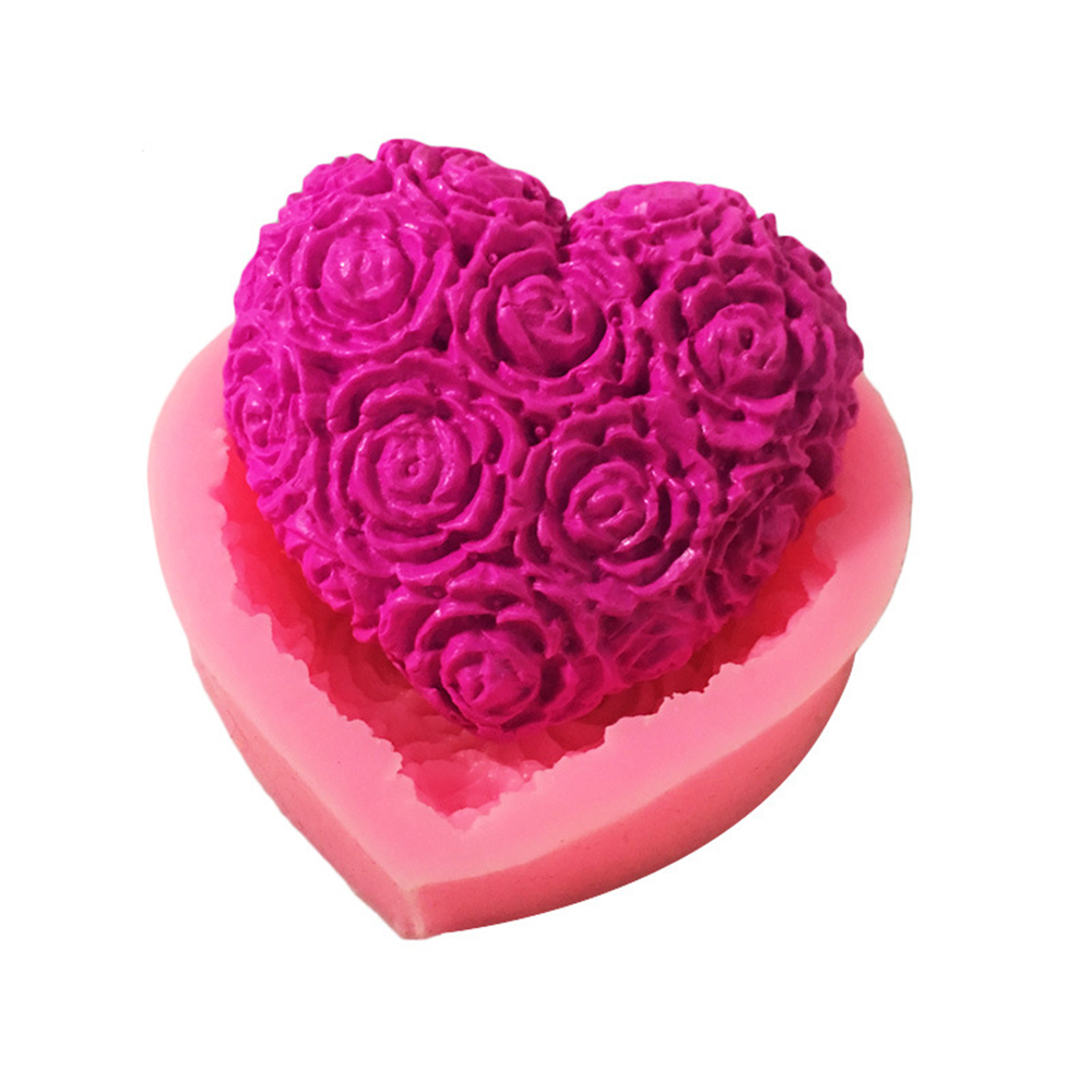 Molde de silicona para jabón en forma de corazón, flor, azúcar, rosa, bricolaje, Fondant, fabricación de jabón, forma 3D, hecho a mano, herramientas de decoración de pasteles ► Foto 1/5