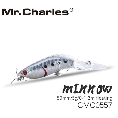 Mr.Charles-Señuelos de Pesca CMC0557, calidad flotante profesional, lápiz carnada dura, ojos 3D, Crankbait, 50mm/5g, 0-1,2 m ► Foto 1/5