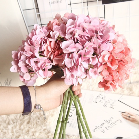 1 grupo hortensias falsas flores decorativas para boda floreros para la decoración del hogar accesorios de novia de vuelos flores artificiales ► Foto 1/6