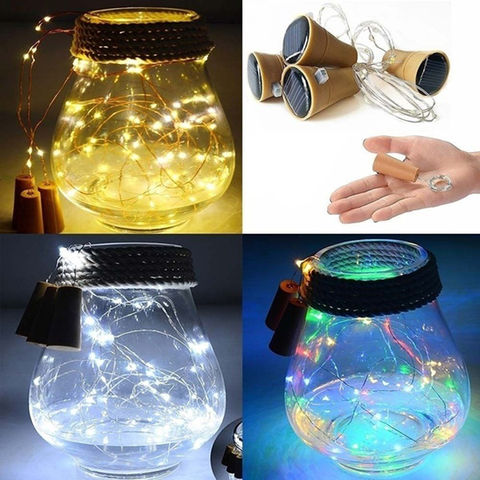 Cadena de alambre de cobre LED alimentada por energía Solar, frasco con corcho, Festival, guirnalda de luces para exteriores, luz de Hada para exteriores, 1M/2M ► Foto 1/6